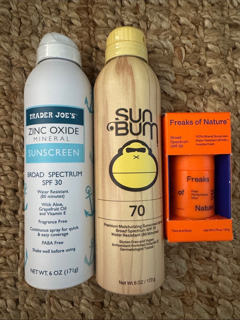 NWT sun bum SPF 70 Traders Joes Sunscreen SPF 30 freaks of nature SPF 50 Bundle